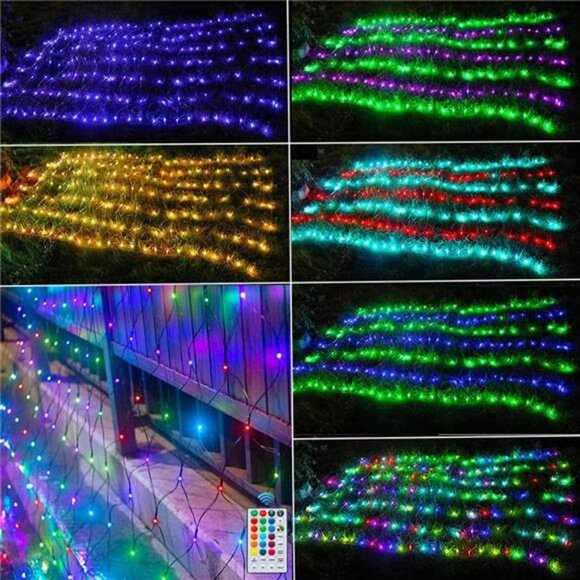 RGB Net Lights, Color Changing LED Christmas Mesh Lights, 9.8ft x 6.6ft 204 LED - Picture 6 of 7